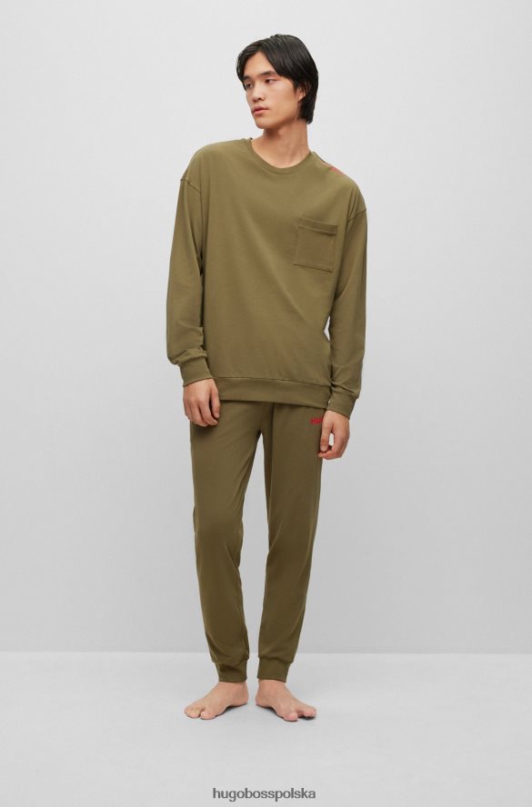 Hugo Boss jasnozielona bluza hugo z elastycznej bawełny, z detalami z logo jasnozielony R0X0H64364