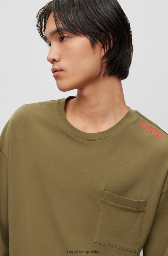 Hugo Boss jasnozielona bluza hugo z elastycznej bawełny, z detalami z logo jasnozielony R0X0H64364