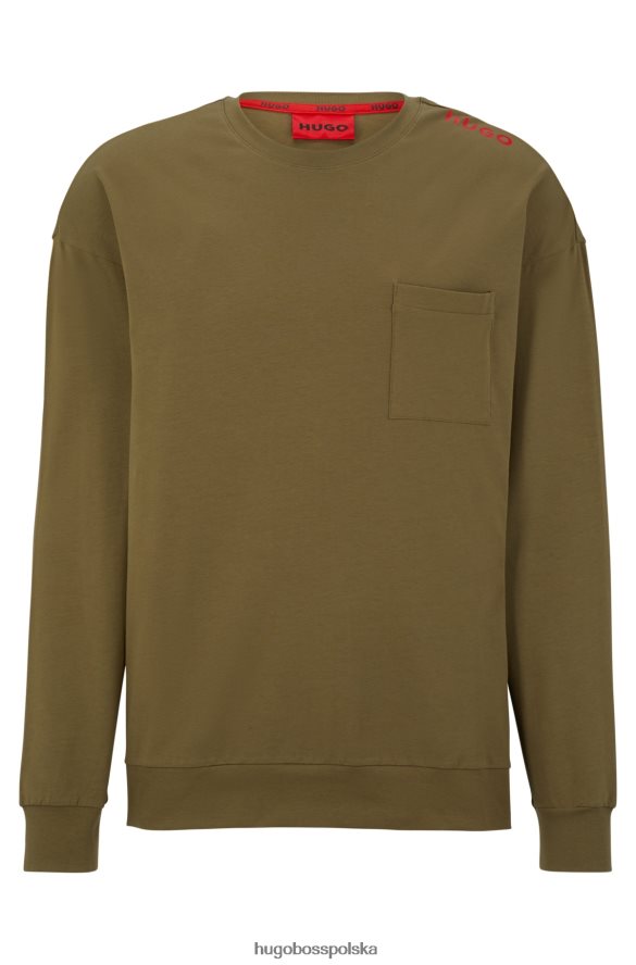 Hugo Boss jasnozielona bluza hugo z elastycznej bawełny, z detalami z logo jasnozielony R0X0H64364