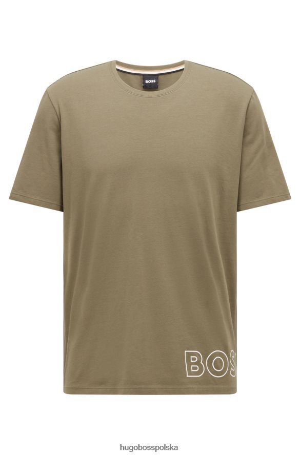 Hugo Boss jasnozielona koszulka piżamowa z elastycznej bawełny z zarysowanym logo hugo jasnozielony R0X0H62939