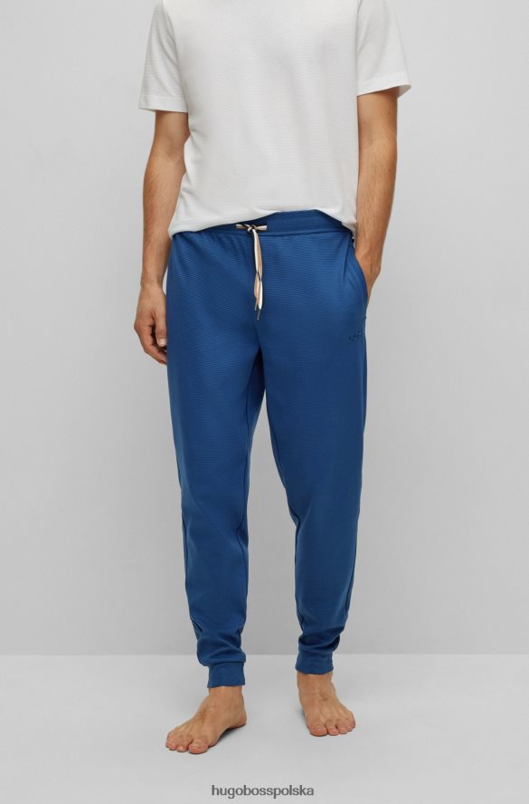 Hugo Boss niebieskie spodnie dresowe z bawełny interlock z haftowanym logo hugo niebieski R0X0H64368