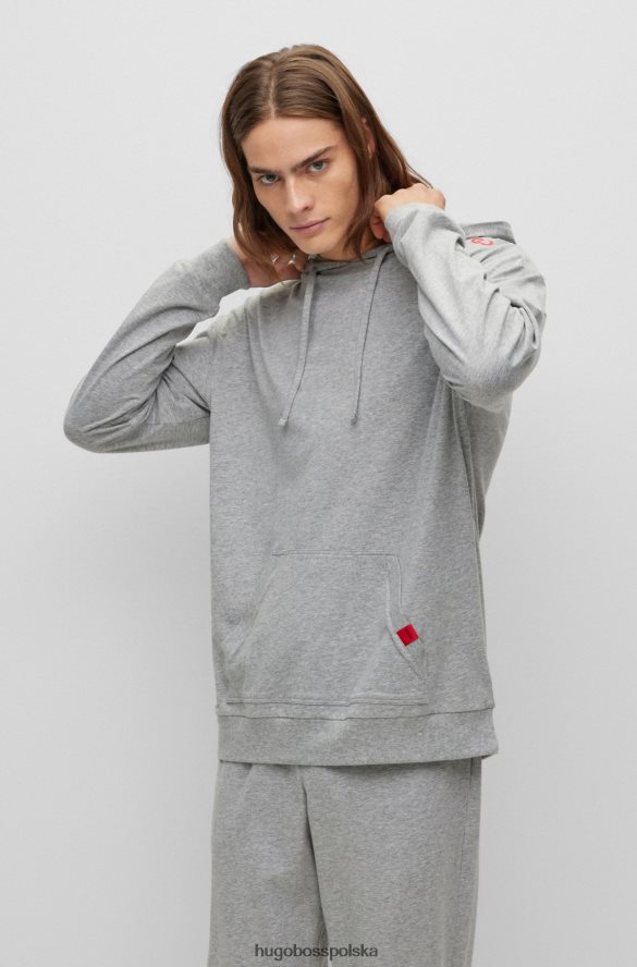 Hugo Boss szara bluza z kapturem Hugo z elastycznej bawełny z czerwonymi detalami z logo szary R0X0H64630