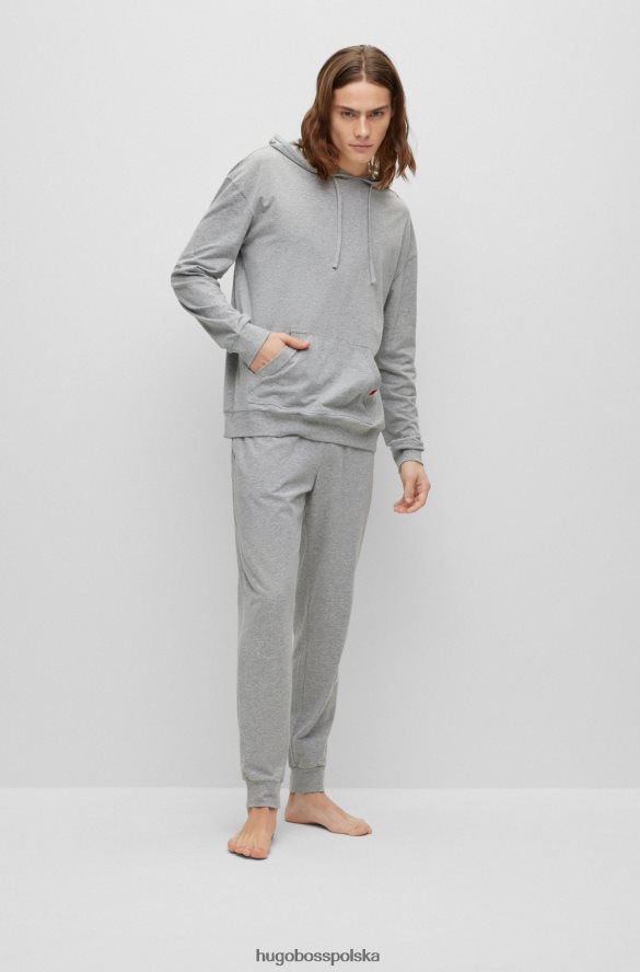 Hugo Boss szara bluza z kapturem Hugo z elastycznej bawełny z czerwonymi detalami z logo szary R0X0H64630