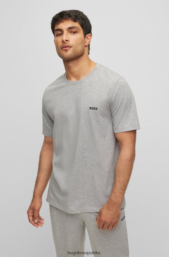 Hugo Boss szara koszulka Hugo z elastycznej bawełny o regularnym kroju z kontrastowym logo szary R0X0H61689