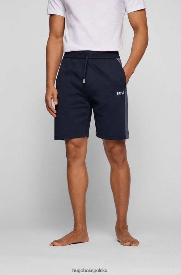 Hugo Boss szorty z mieszanki bawełny z kontrastowymi wstawkami i logo hugo w kolorze ciemnoniebieskim ciemny niebieski R0X0H64623