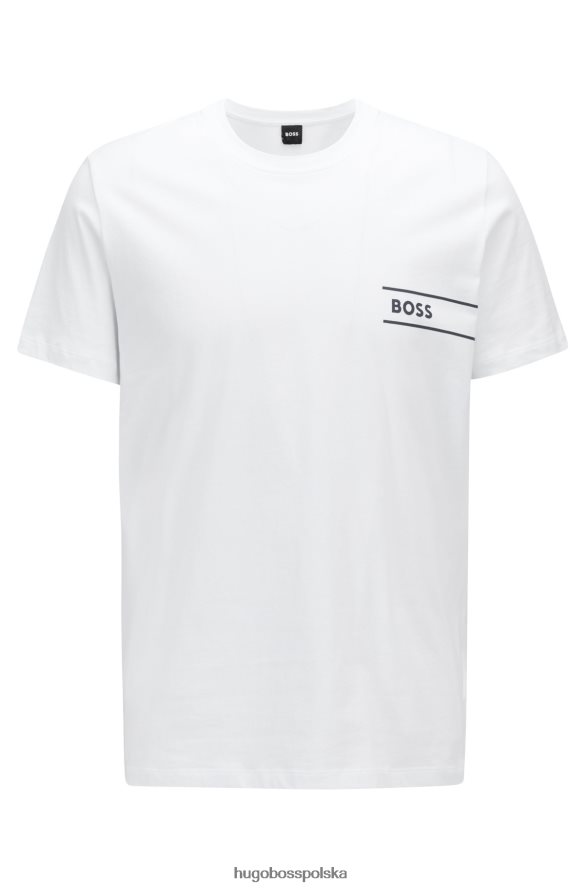 Hugo Boss Biała koszulka bieliźniana hugo z bawełnianego jerseyu w paski i logo biały R0X0H63588