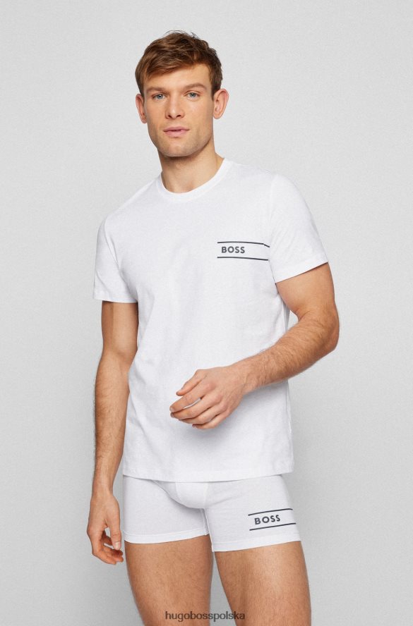 Hugo Boss Biała koszulka bieliźniana hugo z bawełnianego jerseyu w paski i logo biały R0X0H63588