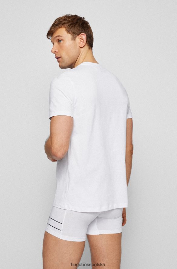 Hugo Boss Biała koszulka bieliźniana hugo z bawełnianego jerseyu w paski i logo biały R0X0H63588