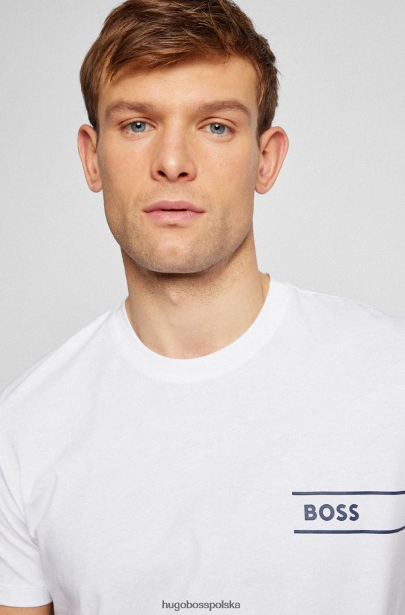 Hugo Boss Biała koszulka bieliźniana hugo z bawełnianego jerseyu w paski i logo biały R0X0H63588