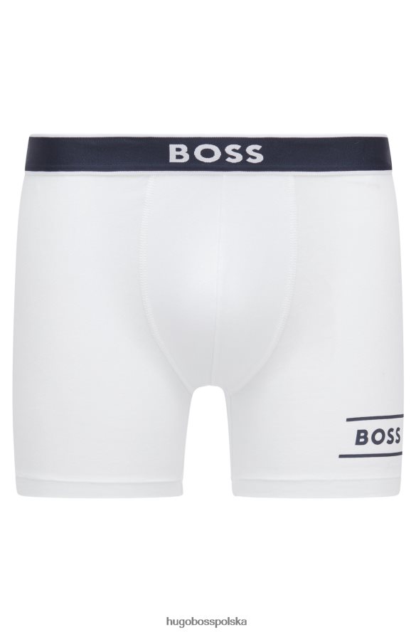 Hugo Boss Białe bokserki hugo z elastycznej bawełny z logo i paskami biały R0X0H63656