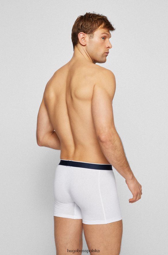 Hugo Boss Białe bokserki hugo z elastycznej bawełny z logo i paskami biały R0X0H63656