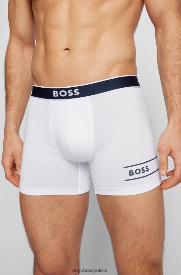 Hugo Boss Białe bokserki hugo z elastycznej bawełny z logo i paskami biały R0X0H63656