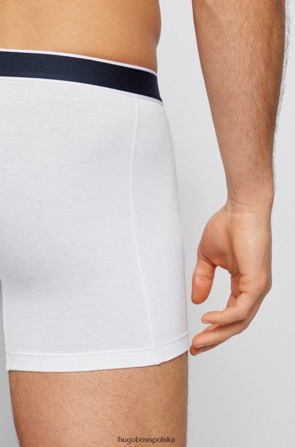 Hugo Boss Białe bokserki hugo z elastycznej bawełny z logo i paskami biały R0X0H63656