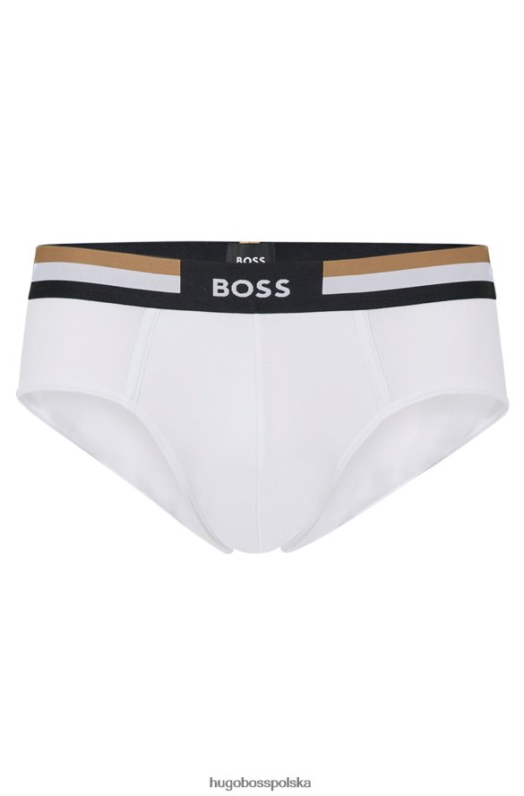 Hugo Boss Białe figi hugo z mieszanki bawełny z charakterystycznym paskiem w talii biały R0X0H63716