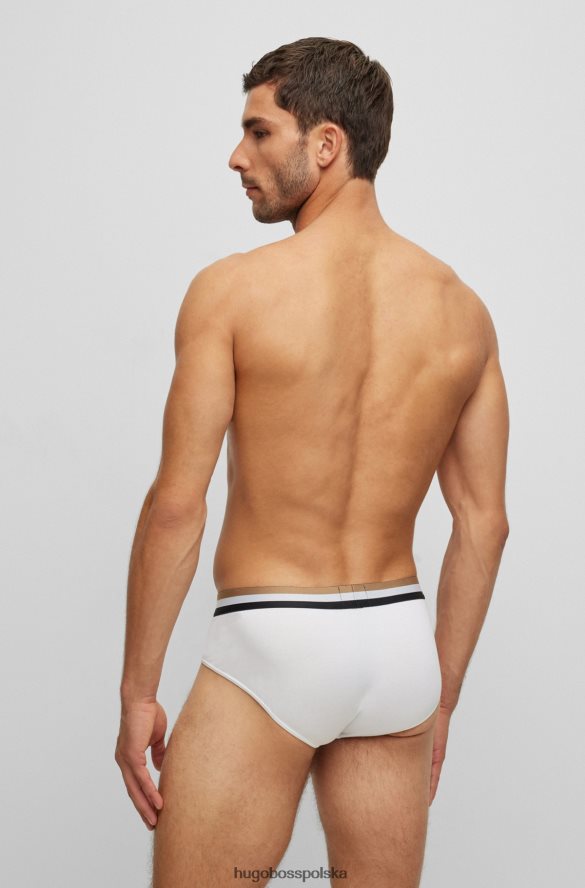 Hugo Boss Białe figi hugo z mieszanki bawełny z charakterystycznym paskiem w talii biały R0X0H63716