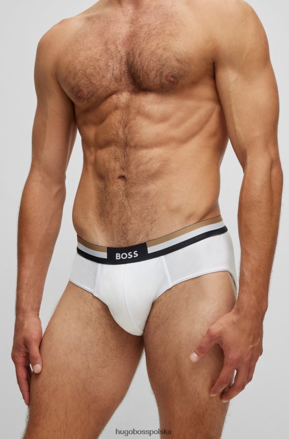 Hugo Boss Białe figi hugo z mieszanki bawełny z charakterystycznym paskiem w talii biały R0X0H63716
