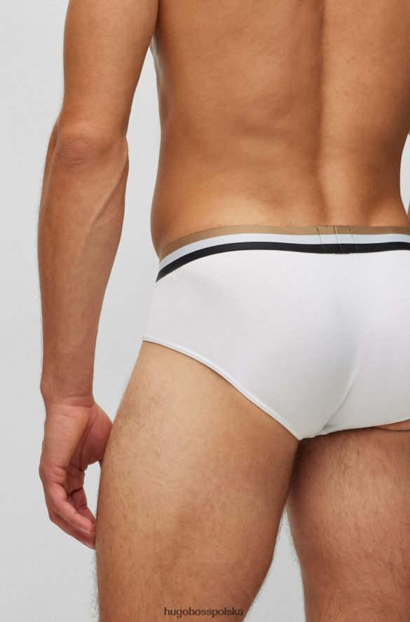 Hugo Boss Białe figi hugo z mieszanki bawełny z charakterystycznym paskiem w talii biały R0X0H63716