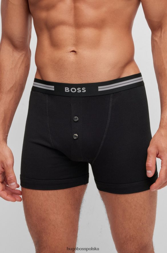 Hugo Boss Bokserki z bawełny organicznej z paskiem z logo, czarne hugo czarny R0X0H61367