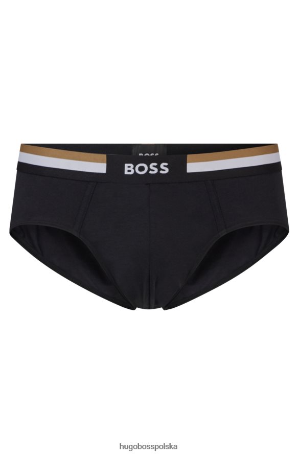 Hugo Boss Czarne figi hugo z mieszanki bawełny z charakterystycznym paskiem w talii czarny R0X0H63715