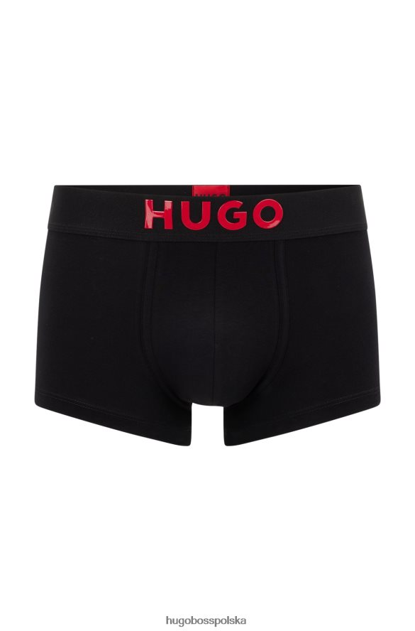 Hugo Boss Czarne spodenki hugo z regularnym stanem, z elastycznej bawełny, z silikonowym logo czarny R0X0H63302