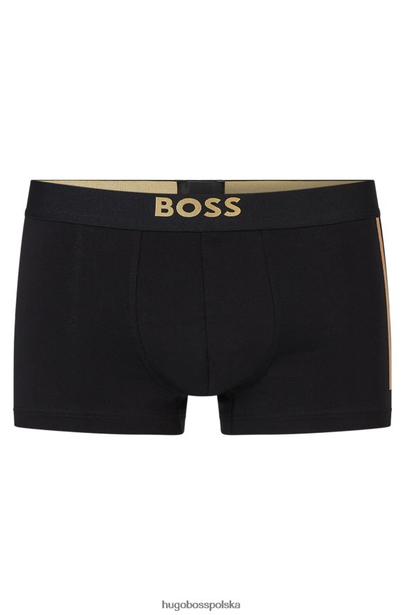 Hugo Boss Czarne spodenki kąpielowe hugo z elastycznej bawełny z logo i paskiem z nadrukiem foliowym czarny R0X0H62820