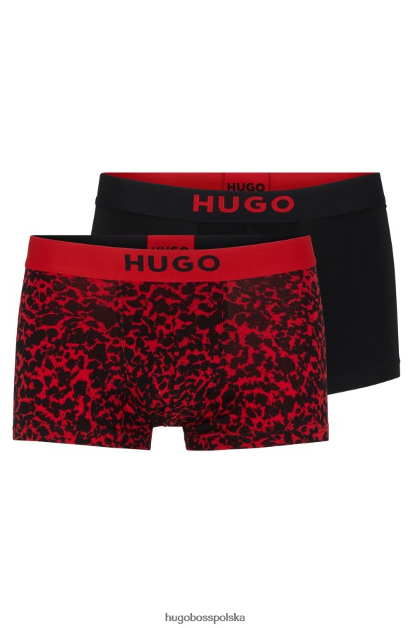 Hugo Boss Czarny dwupak spodenek z logo i paskiem w talii, wykonanych z elastycznej bawełny hugo Czarny czerwony R0X0H63256