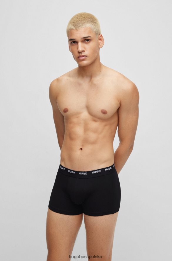 Hugo Boss Czarny pięciopak bokserek hugo ze stretchu bawełnianego z paskiem z logo czarny R0X0H61066
