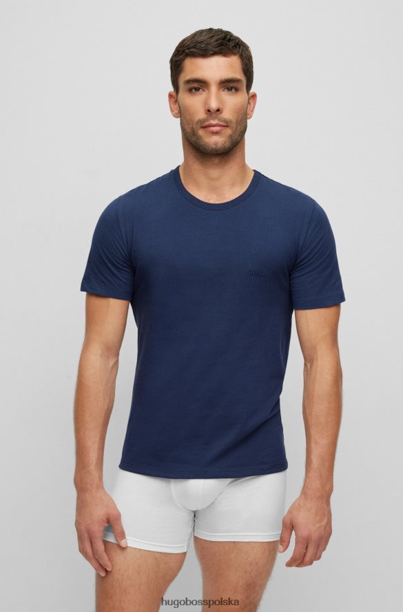 Hugo Boss Czarny trzypak T-shirtów z haftowanym logo, z bawełny hugo czarny/szary/niebieski R0X0H61356