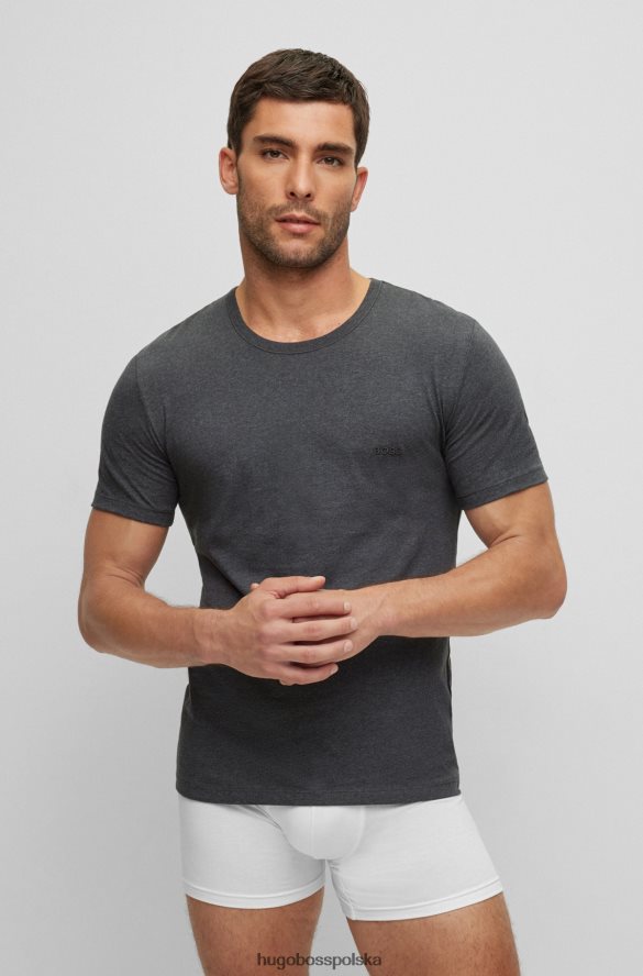 Hugo Boss Czarny trzypak T-shirtów z haftowanym logo, z bawełny hugo czarny/szary/niebieski R0X0H61356