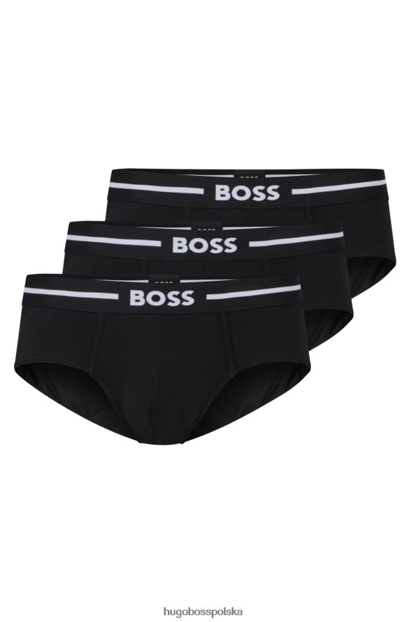Hugo Boss Czarny trzypak bokserek hugo ze stretchu bawełnianego z logo w pasie czarny R0X0H62855
