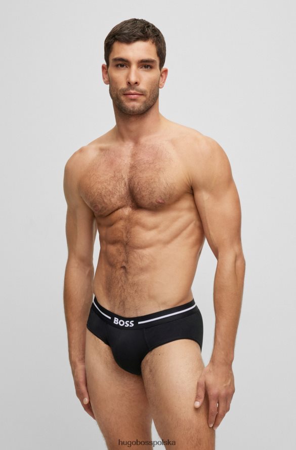 Hugo Boss Czarny trzypak bokserek hugo ze stretchu bawełnianego z logo w pasie czarny R0X0H62855