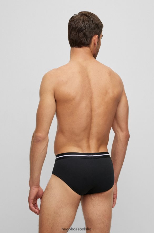 Hugo Boss Czarny trzypak bokserek hugo ze stretchu bawełnianego z logo w pasie czarny R0X0H62855