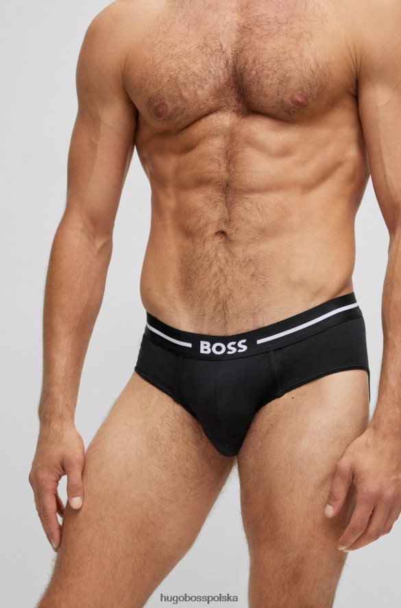 Hugo Boss Czarny trzypak bokserek hugo ze stretchu bawełnianego z logo w pasie czarny R0X0H62855