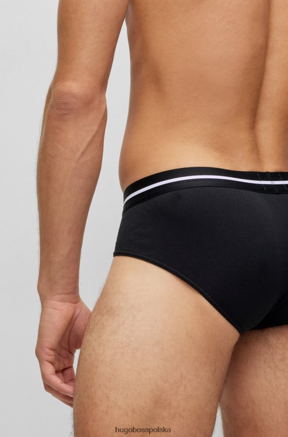 Hugo Boss Czarny trzypak bokserek hugo ze stretchu bawełnianego z logo w pasie czarny R0X0H62855