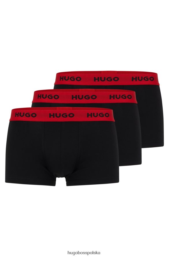 Hugo Boss Czarny trzypak spodenek z logo i paskiem w talii, z elastycznej bawełny hugo czarny R0X0H63161
