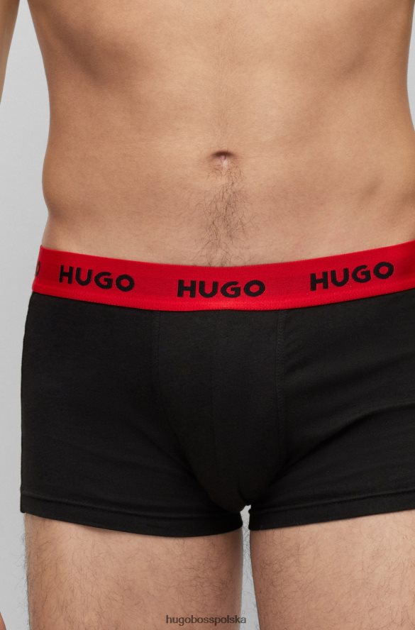 Hugo Boss Czarny trzypak spodenek z logo i paskiem w talii, z elastycznej bawełny hugo czarny R0X0H63161