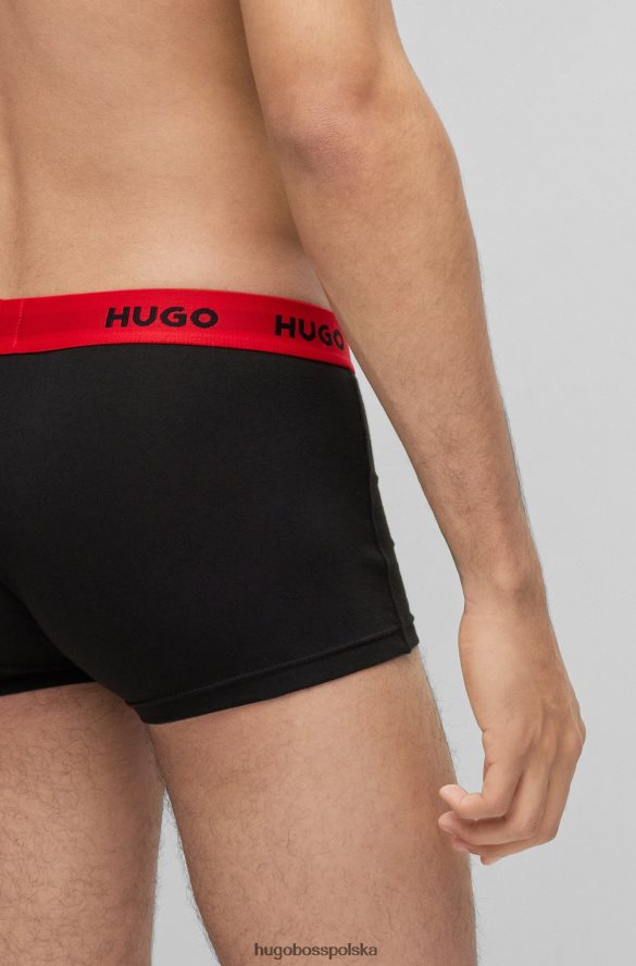 Hugo Boss Czarny trzypak spodenek z logo i paskiem w talii, z elastycznej bawełny hugo czarny R0X0H63161