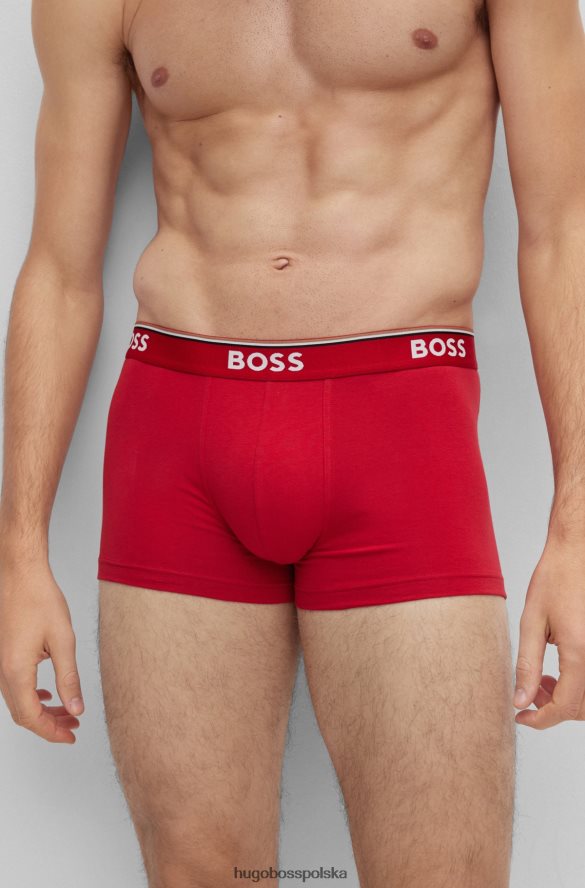 Hugo Boss Czerwony trzypak bokserek hugo ze stretchu bawełnianego z logo w pasie Czarny czerwony R0X0H62120
