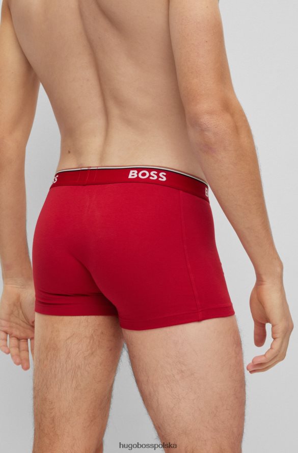 Hugo Boss Czerwony trzypak bokserek hugo ze stretchu bawełnianego z logo w pasie Czarny czerwony R0X0H62120