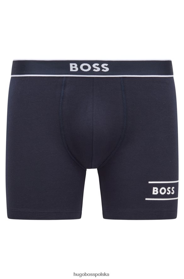 Hugo Boss Hugo ciemnoniebieskie bokserki z rozciągliwej bawełny z logo i paskami ciemny niebieski R0X0H63657
