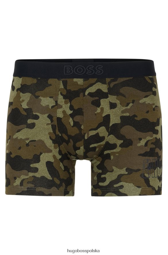 Hugo Boss & NBA bokserki z nadrukiem w kamuflaż ciemnozielony R0X0H61997