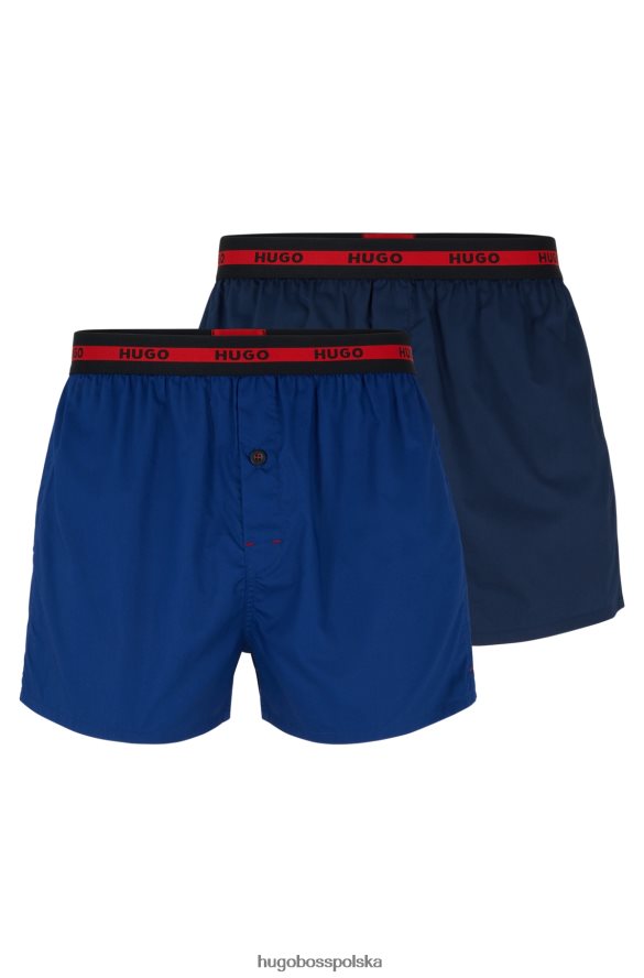 Hugo Boss Niebieski dwupak bawełnianych bokserek Hugo z paskiem z logo niebieski R0X0H62492