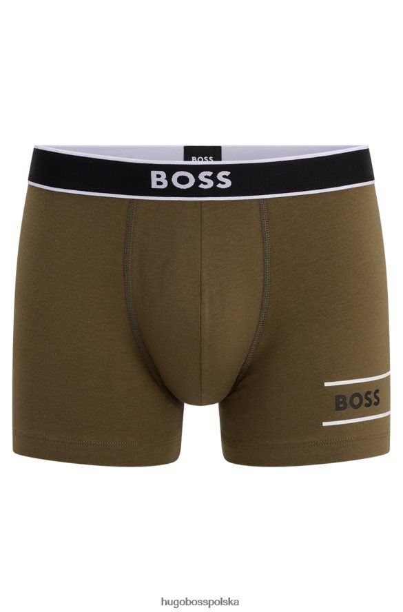 Hugo Boss Szorty z elastycznej bawełny z logo i paskami ciemnozielone hugo ciemnozielony R0X0H61632