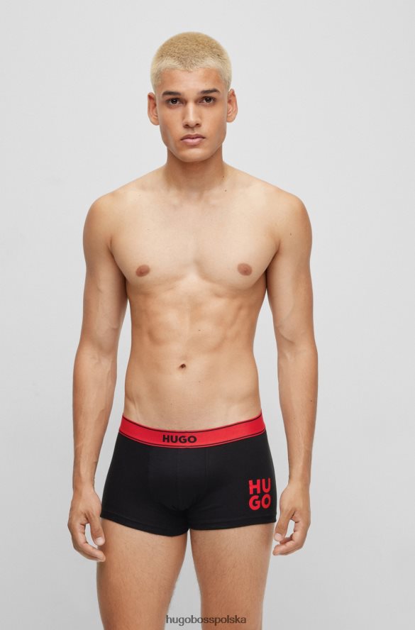 Hugo Boss Szorty z rozciągliwej bawełny z nałożonym logo, czarne hugo czarny R0X0H63243