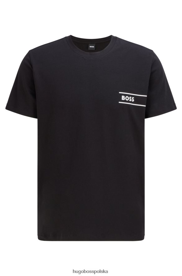 Hugo Boss T-shirt z bawełnianym dżersejem z nadrukiem logo w kolorze czarnym hugo czarny R0X0H62987