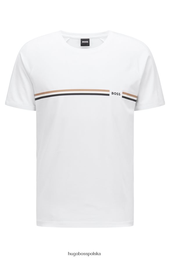 Hugo Boss T-shirt z domieszką bawełny z charakterystycznym białym paskiem hugo biały R0X0H64615