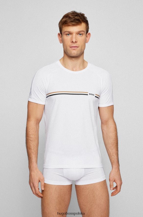 Hugo Boss T-shirt z domieszką bawełny z charakterystycznym białym paskiem hugo biały R0X0H64615