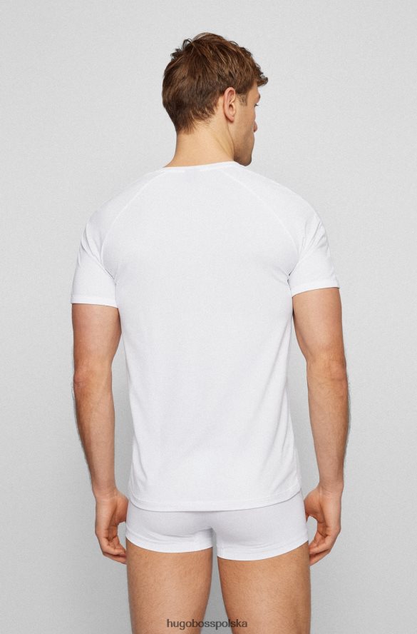 Hugo Boss T-shirt z domieszką bawełny z charakterystycznym białym paskiem hugo biały R0X0H64615