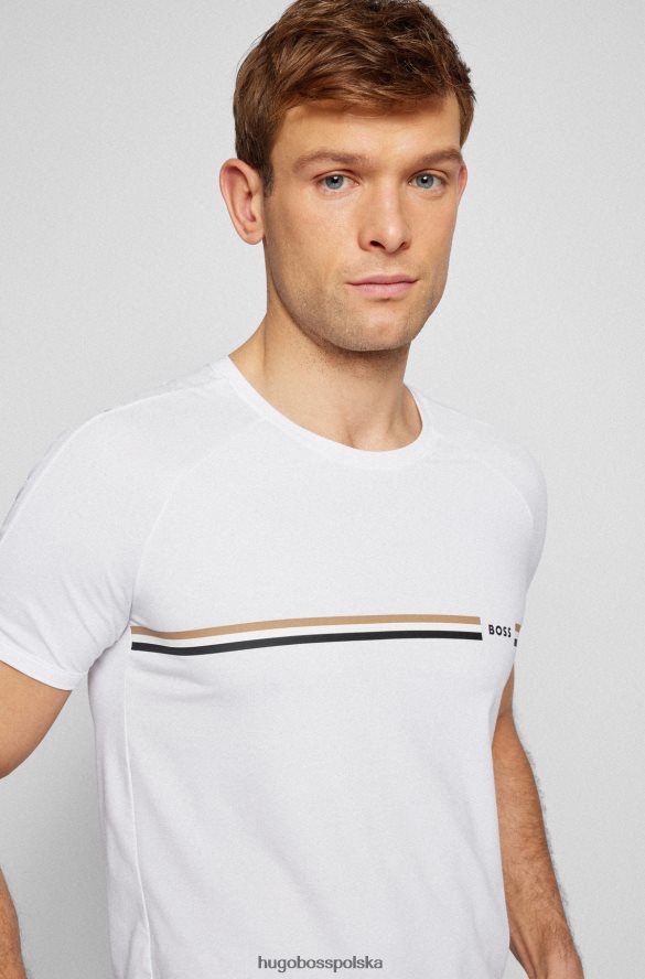 Hugo Boss T-shirt z domieszką bawełny z charakterystycznym białym paskiem hugo biały R0X0H64615