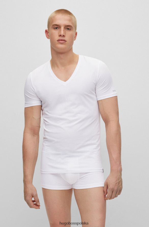Hugo Boss biała koszulka bieliźniana o dopasowanym kroju z mieszanki bawełny i nadrukowanym logo hugo biały R0X0H63551